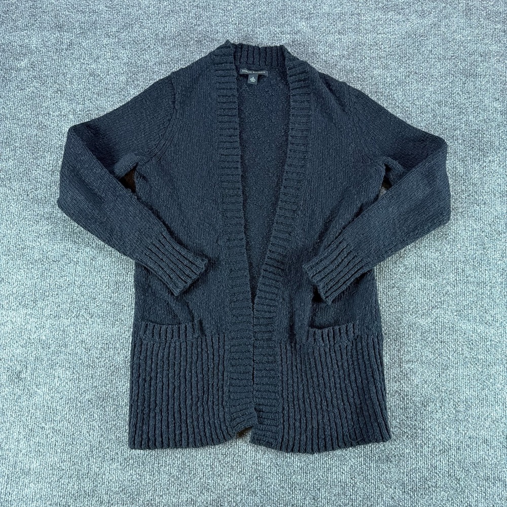 Banana Republic Womens Black Open Front Ribbed Knit Cardigan Sweater Shawl Small